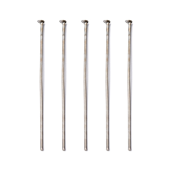 

PandaHall Iron Flat Head Pins, Cadmium Free & Lead Free, Platinum Color, Size: about 0.75~0.8mm thick(20 Gauge), 4.5cm long, Head: 2mm Iron