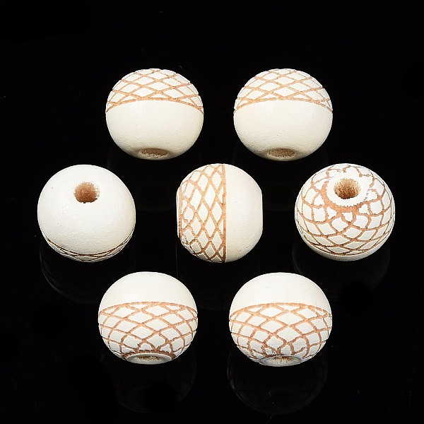

PandaHall Painted Natural Wood Beads, Laser Engraved Pattern, Round, PapayaWhip, 10x9mm, Hole: 2.5mm Schima Wood Round Orange