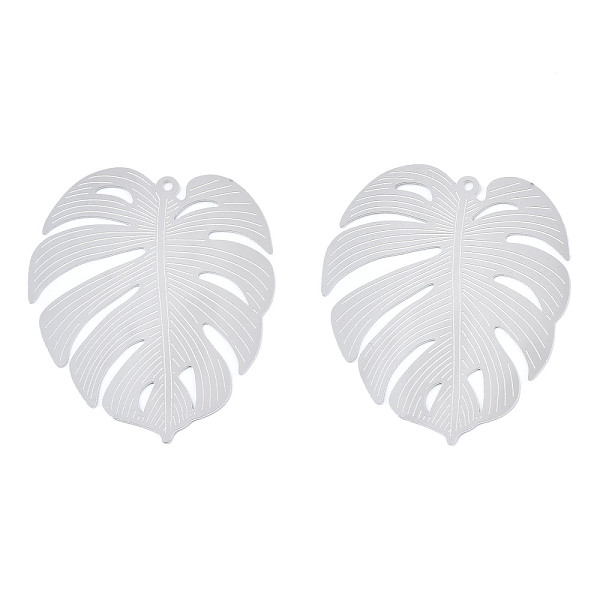 

PandaHall 304 Stainless Steel Filigree Pendants, Etched Metal Embellishments, Leaf, Stainless Steel Color, 40x34x0.3mm, Hole: 1.2mm 304...