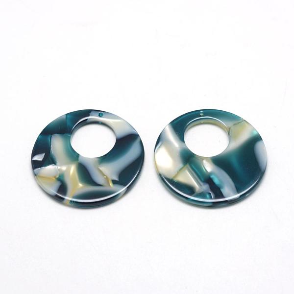 

PandaHall Cellulose Acetate(Resin) Pendants, Flat Round, Teal, 29.5x29.5x2.5mm, Hole: 1.5mm Cellulose Acetate Flat Round Cyan
