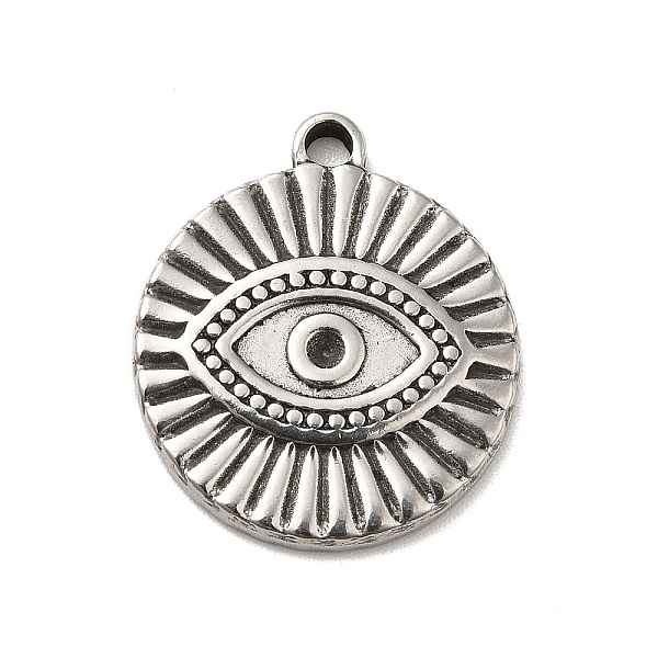 

PandaHall 304 Stainless Steel Pendant Rhinestone Settings, Flat Round with Evil Eye, Stainless Steel Color, Fit for 1.6mm Rhinestone...