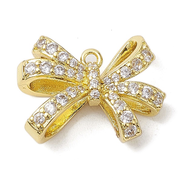 

PandaHall Rack Plating Brass Micro Pave Clear Cubic Zirconia Pendants, Long-Lasting Plated, Lead Free & Cadmium Free, Bowknot, Real 18K Gold...