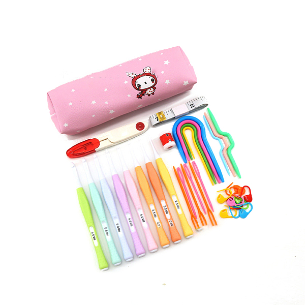 

PandaHall DIY Knitting Tool Kits, Including Zipper Storage Bag, Crochet Hook & Needle, Stitch Marker, Tape Measure, Row Counter, Scissor..., Multicolor