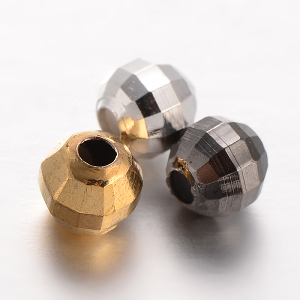 

PandaHall Faceted Round Brass Spacer Beads, Mixed Color, 5mm, Hole: 2mm Brass Round