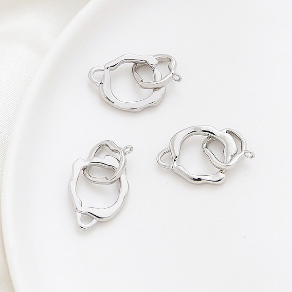

PandaHall Brass Connector Charms, Irregular Ring Links, Platinum, 15mm Brass Ring