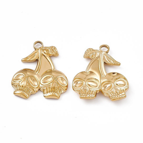 

PandaHall Ion Plating(IP) 304 Stainless Steel Pendants, Skull Charm, Real 18K Gold Plated, 25x21.5x3mm, Hole: 3mm 304 Stainless Steel Skull