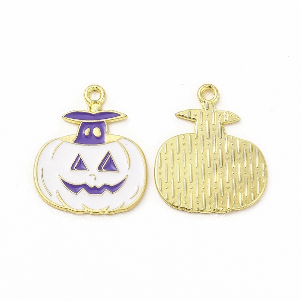 

PandaHall Rack Plating Alloy Enamel Pendants, Cadmium Free & Nickel Free & Lead Free, Halloween Theme, Pumpkin Charm, Light Gold, White...
