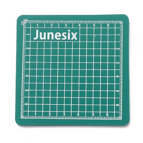 PandaHall PVC Cutting Mat Pad, with Scale, for Desktop Fine Manual Work Leather Craft Sewing DIY Punch Board, Sea Green, 8x8x0.3cm Plastic