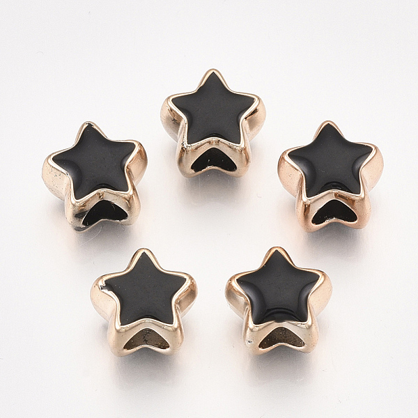 

PandaHall UV Plating Acrylic European Beads, with Enamel, Large Hole Beads, Star, Light Gold, Black, 10.5x11.5x9mm, Hole: 4.5mm Acrylic Star...
