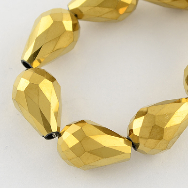 

PandaHall Electroplate Glass Bead Strands, Faceted, teardrop, Golden Plated, 12x8mm, Hole: 1mm, about 60pcs/strand, 27.5 inch Glass Teardrop