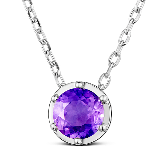

PandaHall TINYSAND Rhodium Plated 925 Sterling Silver Rhinestone Pendant Necklace, Platinum, Amethyst, 18.5 inch Sterling Silver Purple