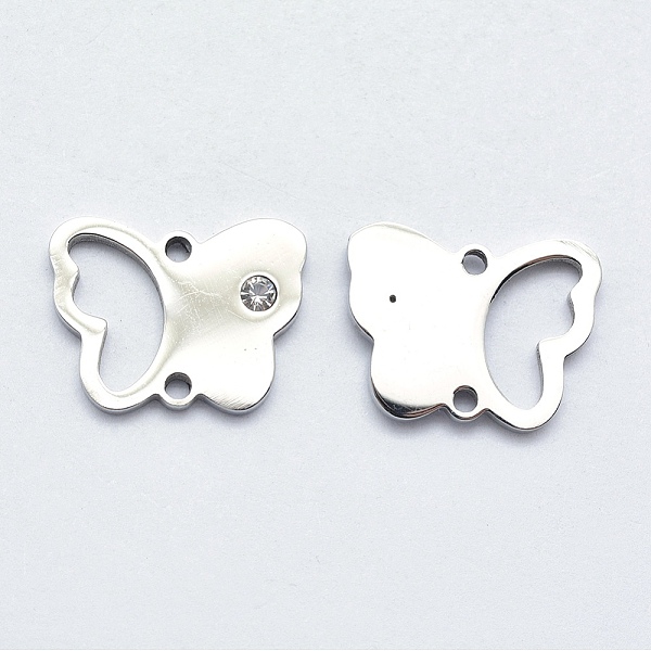 

PandaHall 316 Surgical Stainless Steel Micro Pave Cubic Zirconia Links connectors, Butterfly, Clear, Stainless Steel Color, 11.5x15x2mm...