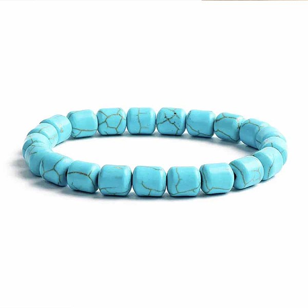 

PandaHall Turquoise Bracelet with Elastic Rope Bracelet, Male and Female Lovers Best Friend Natural Gemstone