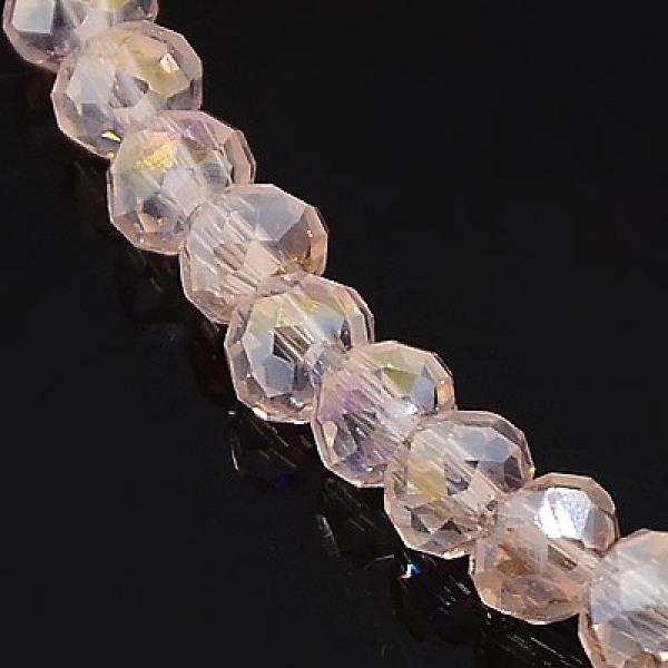 

PandaHall Electroplate Glass Beads Strands, AB Color Plated, Faceted, Rondelle, Pink, 4x3mm, Hole: 1mm, about 140pcs/strand, 16.5 inch Glass...