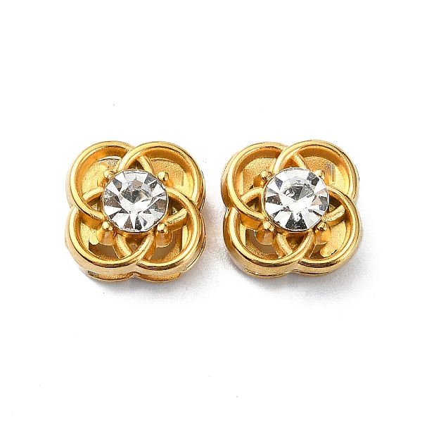 

PandaHall Ion Plating(IP) 304 Stainless Steel Slide Charms, with Rhinestone, Real 18K Gold Plated, Flower, 10x10x6.5mm, Hole: 6.5x2mm 304...