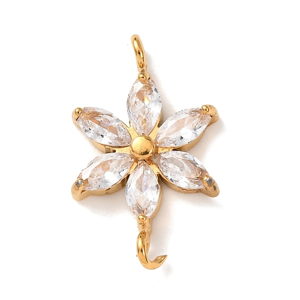 Breloques de connexion en forme de fleur serties de zircon cubique pavé en acier inoxydable 304