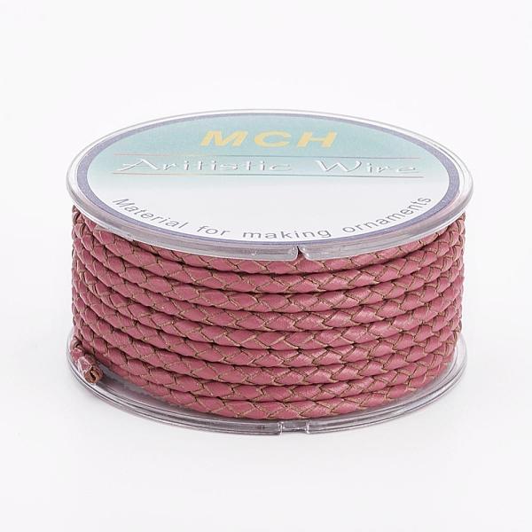 

PandaHall Eco-Friendly Braided Leather Cord, Leather Jewelry Cord, Jewelry DIY Making Material, Pale Violet Red, 3mm, about 5.46 yards..., Pink