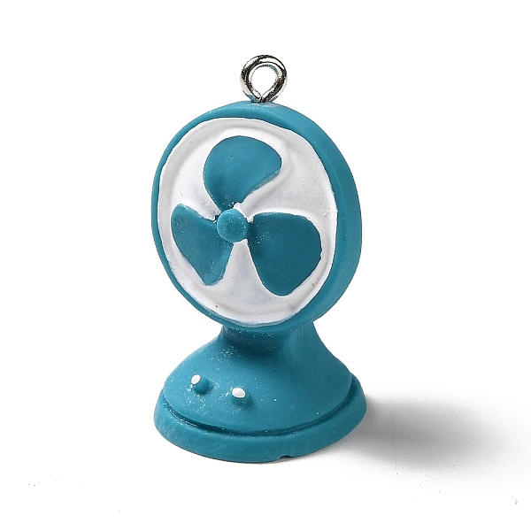 

PandaHall Opaque Resin Pendants, with Platinum Tone Iron Loops, Electrical Appliance Charms, Deep Sky Blue, Fan Pattern, 30x18x19mm, Hole...
