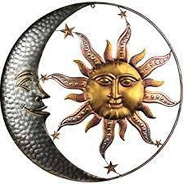 

PandaHall Iron Wall Decorations, Home Decoration Supplies, Moon with Sun, Gray, 280x286mm Iron Moon Gray