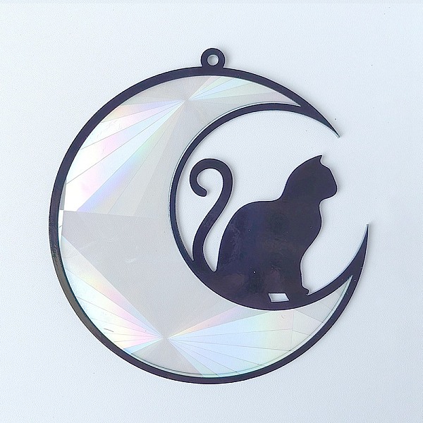 

PandaHall Acrylic Big Pendant, Black, Cat, Moon, 127mm Acrylic Moon Black