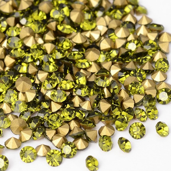 

PandaHall Back Plated Grade A Diamond Glass Pointed Rhinestone, Olivine, 4.9~5mm, about 720pcs/bag Glass Rhinestone Diamond Green