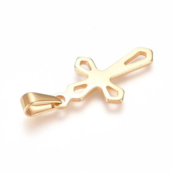 

PandaHall 304 Stainless Steel Pendants, Cross, Golden, 28x16.5x1.5mm, Hole: 8mm 304 Stainless Steel Cross
