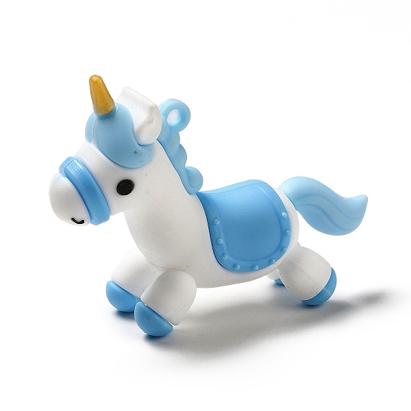

PandaHall PVC Plastic Big Pendants, Unicorn Charm, Deep Sky Blue, 49x63x20mm, Hole: 3mm PVC Unicorn