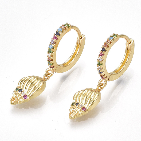 

PandaHall Brass Cubic Zirconia Dangle Hoop Earrings, Spiral Shell Shape, Golden, 26.5mm, Pin: 1x1mm Cubic Zirconia Shell Shape