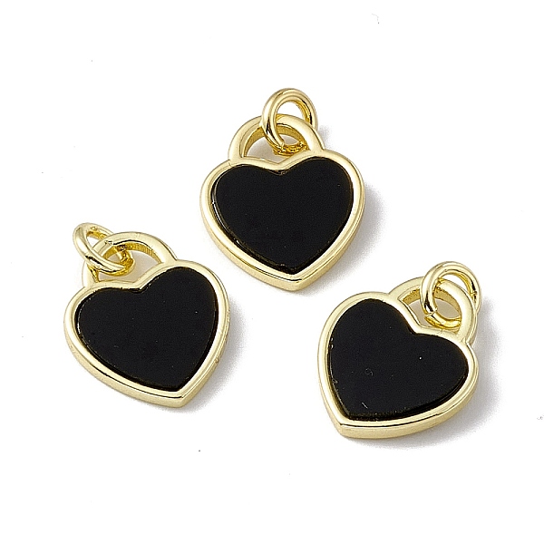 

PandaHall Natural Black Onyx(Dyed & Heated) Heart Charms, with Rack Plating Golden Tone Brass Findings, Cadmium Free & Lead Free, 14x12x2mm...