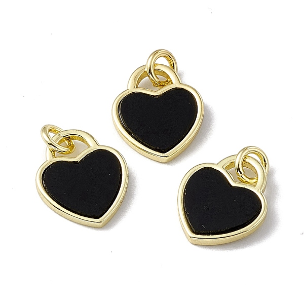 Natural Black Onyx Heart Charms