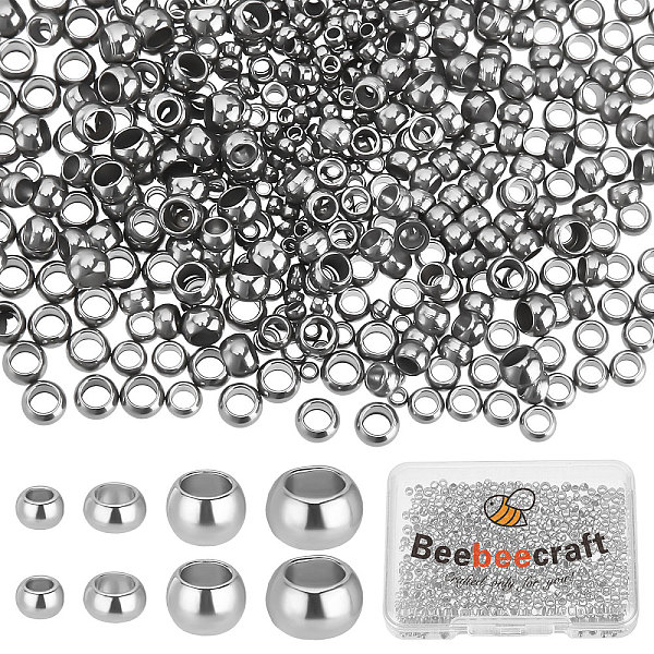 

PandaHall Beebeecraft 800Pcs/Box 4 Size Crimp Tube Beads Stainless Steel Crimping Tube Spacers Silver Cord End Caps Loose Stopper Beads for...