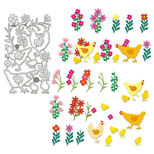 

PandaHall BENECREAT Hen Chicks Cutting Dies, Flowers Leaf Metal Stencils Leaf Branch Decorative Embossing Stencils for Scrapbooking, Photo...