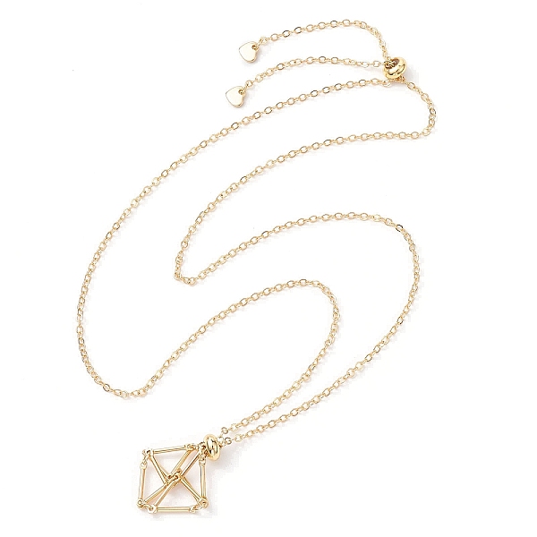 

PandaHall Crystal Stone Cage Pendant Necklaces, with Brass Slider, 304 Stainless Steel Cable Chain Necklaces, Real 18K Gold Plated, 25.83...