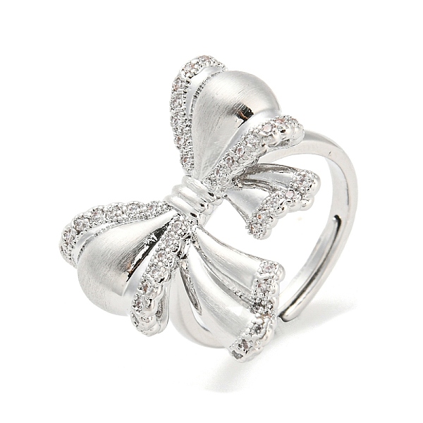 

PandaHall Brass Micro Pave Cubic Zirconia Adjustable Rings, Bowknot, Real Platinum Plated, Inner Diameter: 17.4mm Brass+Cubic Zirconia..., Clear