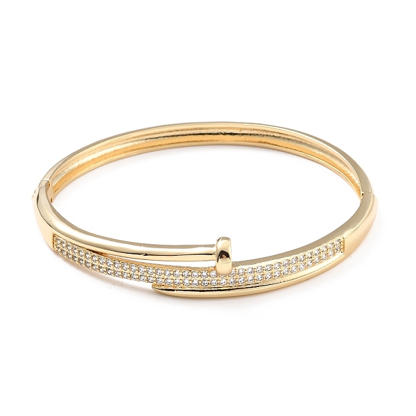 

PandaHall Clear Cubic Zirconia Hinged Bangle, Brass Jewelry for Women, Cadmium Free & Lead Free, Real 18K Gold Plated, Inner Diameter...