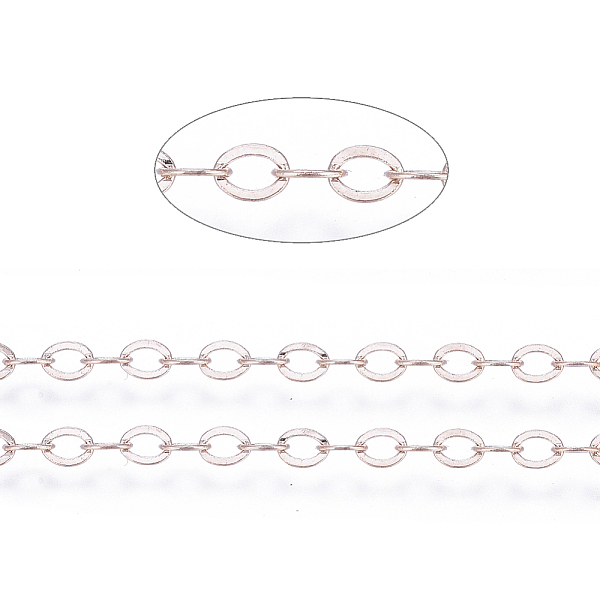 

PandaHall Brass Flat Oval Cable Chains, Unwelded, Cadmium Free & Nickel Free & Lead Free, Rose Gold, 3.5x3x0.5mm Brass
