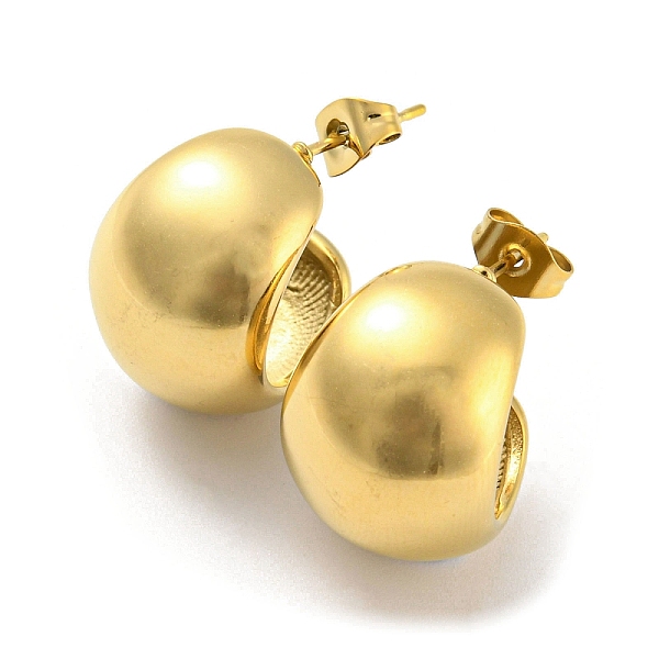 

PandaHall Ion Plating(IP) 304 Stainless Steel Round Stud Earrings, Half Hoop Earrings for Women, Golden, 18x14.5mm 304 Stainless Steel
