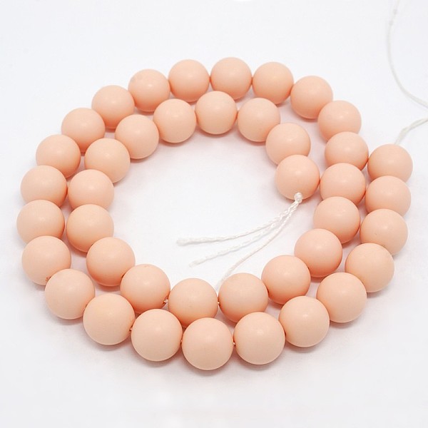 

PandaHall Round Shell Pearl Frosted Beads Strands, PeachPuff, 10mm, Hole: 1mm, about 40pcs/strands, 15.7 inch Shell Pearl Round Brown