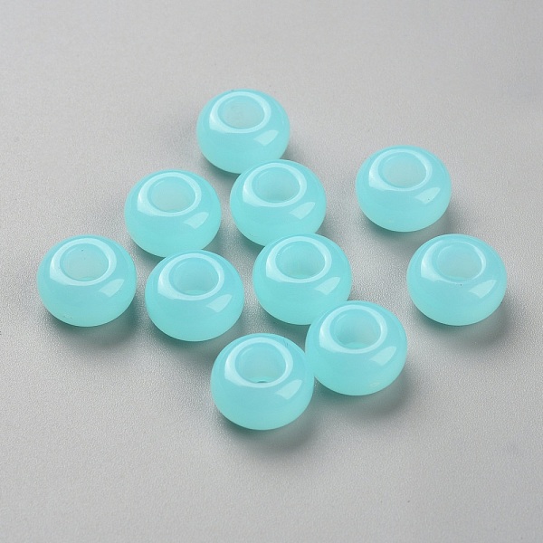 

PandaHall Resin European Beads, Large Hole Beads, Rondelle, Medium Turquoise, 14x7.5mm, Hole: 5.8mm Resin Rondelle