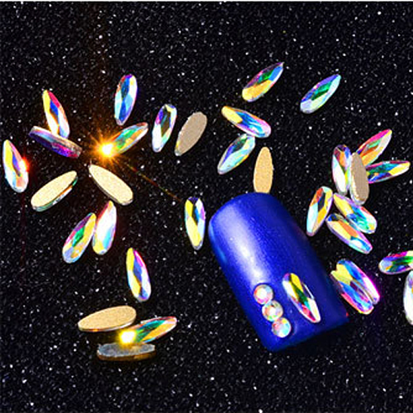 

PandaHall Glass Rhinestone Flat Back Cabochons, Nail Art Decoration Accessories, Faceted, teardrop, Crystal AB, 6x2mm Rhinestone Teardrop..., Clear