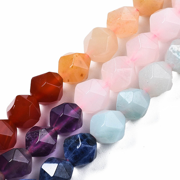 

PandaHall Chakra Theme Natural Tiger Eye & Rose Quartz & Amethyst & Topaz Jade & Red Agate & Amazonite & Sodalite Beads Strands, Star Cut...