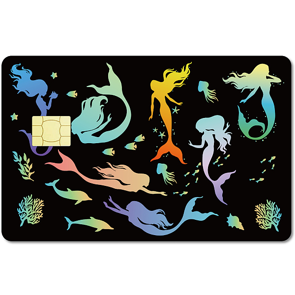 

PandaHall PVC Plastic Waterproof Card Stickers, Self-adhesion Card Skin for Bank Card Decor, Rectangle, Mermaid, 186.3x137.3mm Plastic...