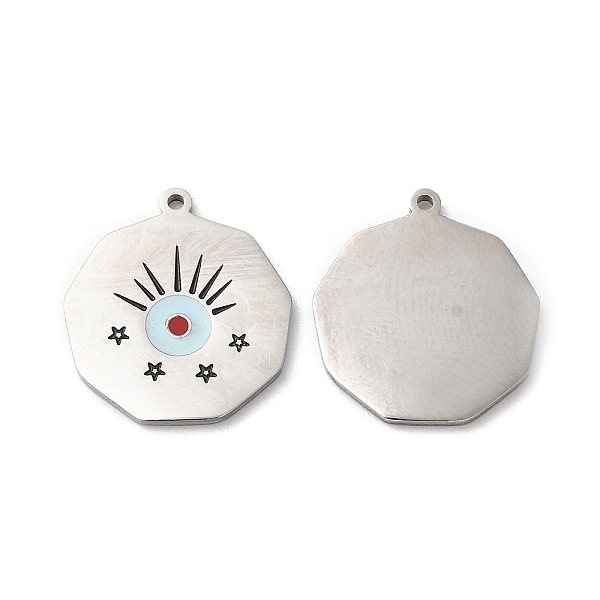 

PandaHall 316L Surgical Stainless Steel Pendants, with Enamel, Octagon with Eye Charm, Stainless Steel Color, 16.4x15x1mm, Hole: 1mm...