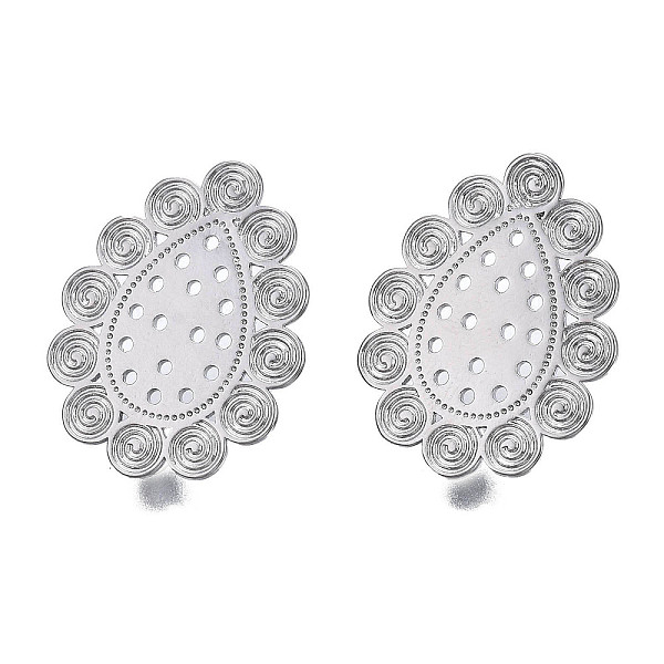 

PandaHall Brass Stud Earring Findings, with Vertical Loop, Cadmium Free & Nickel Free & Lead Free, Teardrop, Platinum, 25x20.5mm, Hole...