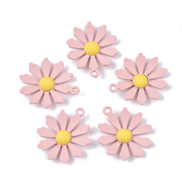 

PandaHall Spray Painted Alloy Pendants, Flower/Daisy, Pink, 24.5x21x4mm, Hole: 1.5mm Alloy Flower Pink