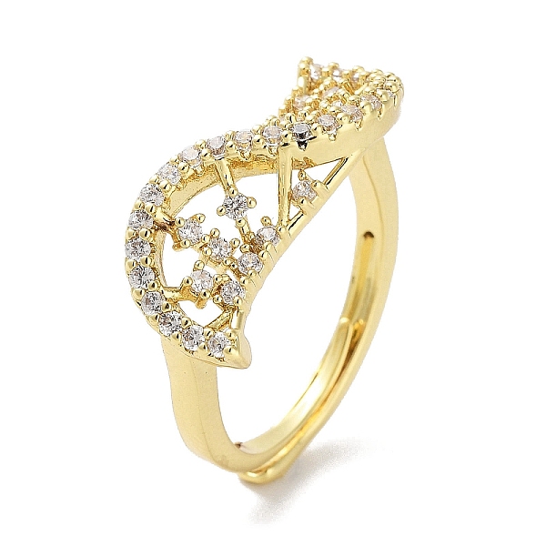 

PandaHall Rack Plating Brass Micro Pave Cubic Zirconia Adjustable Rings, Long-Lasting Plated for Women, Lead Free & Cadmium Free, Real 18K...
