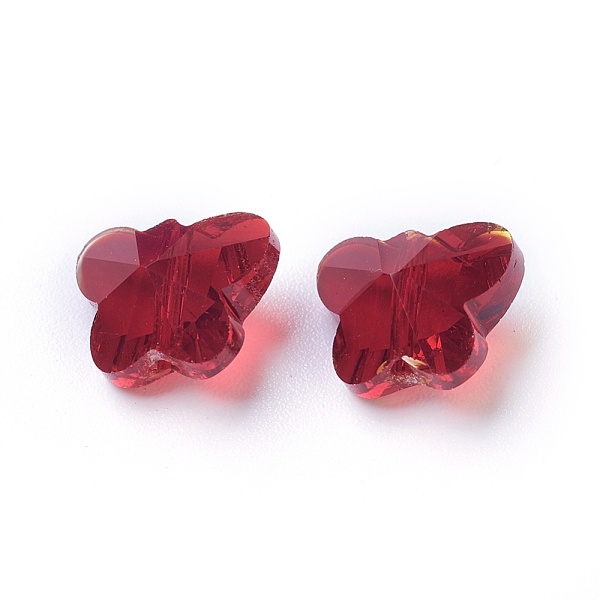 

PandaHall Transparent Glass Beads, Faceted, Butterfly, Red, 8x10x5.5mm, Hole: 1mm Glass Butterfly Red