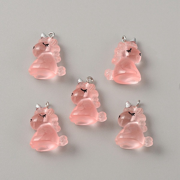 

PandaHall Luminous Transparent Resin Pendants, Unicorn Charms, Glow in Dark, with Stainless Steel Color Plated 304 Stainless Steel Loops...