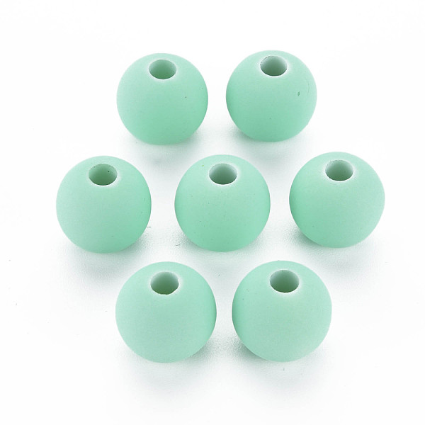 

PandaHall Rubberized Style Acrylic Beads, Round, Pale Turquoise, 13.5x12.5mm, Hole: 4mm Acrylic Round