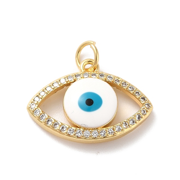 

PandaHall Rack Plating Brass Micro Pave Cubic Zirconia Pendants, with Enamel, Real 18K Gold Plated, Long-Lasting Plated, Lead Free & Cadmium..., White